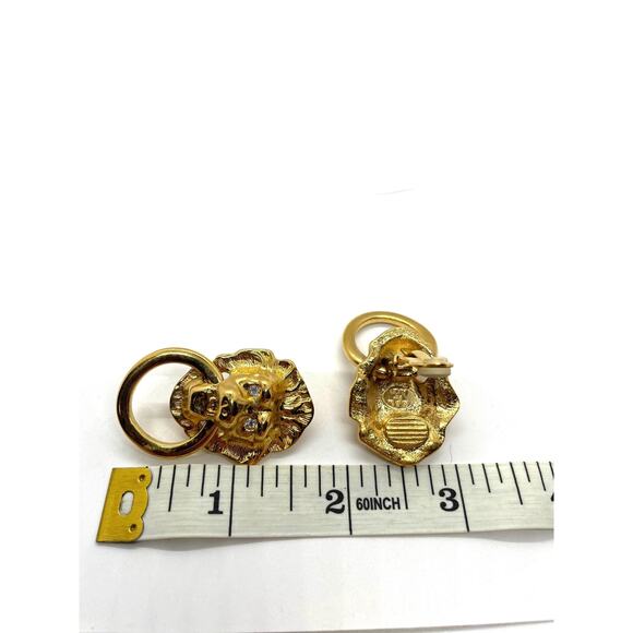 KJL for AVON Lion Head Clip Earrings - Picture 6 of 6